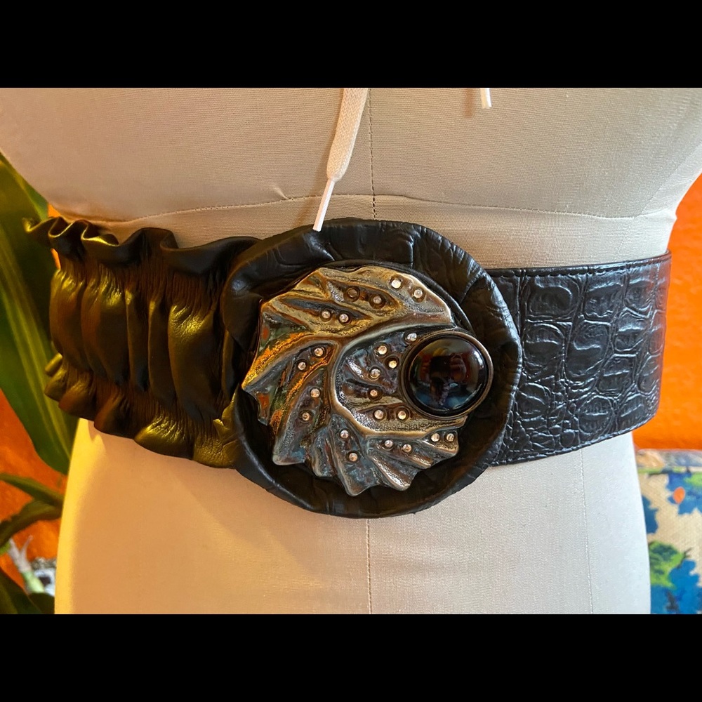 Asymmetrical 1980s Rhinestoned Belt